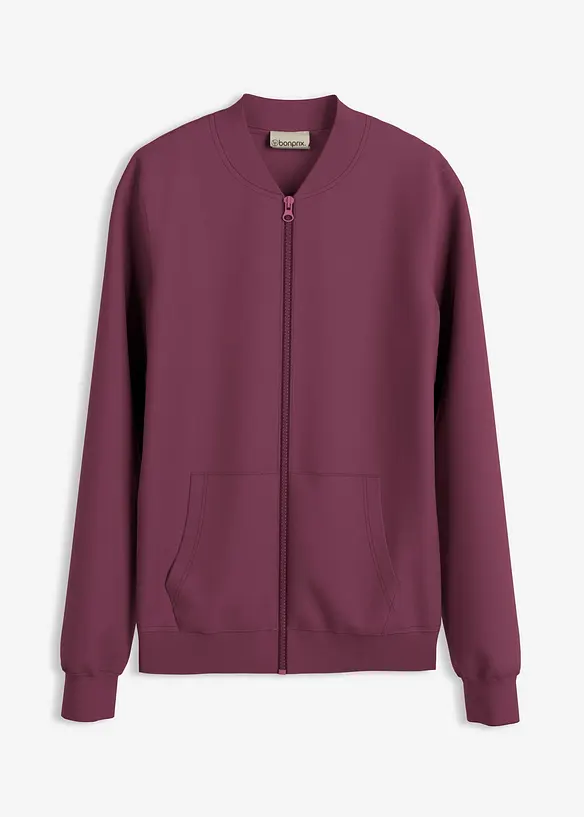 Felpa con zip in tessuto effetto neoprene, bonprix