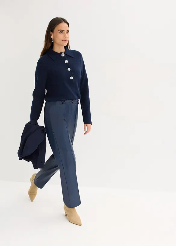 Maglione polo con percentuale di lana, bonprix