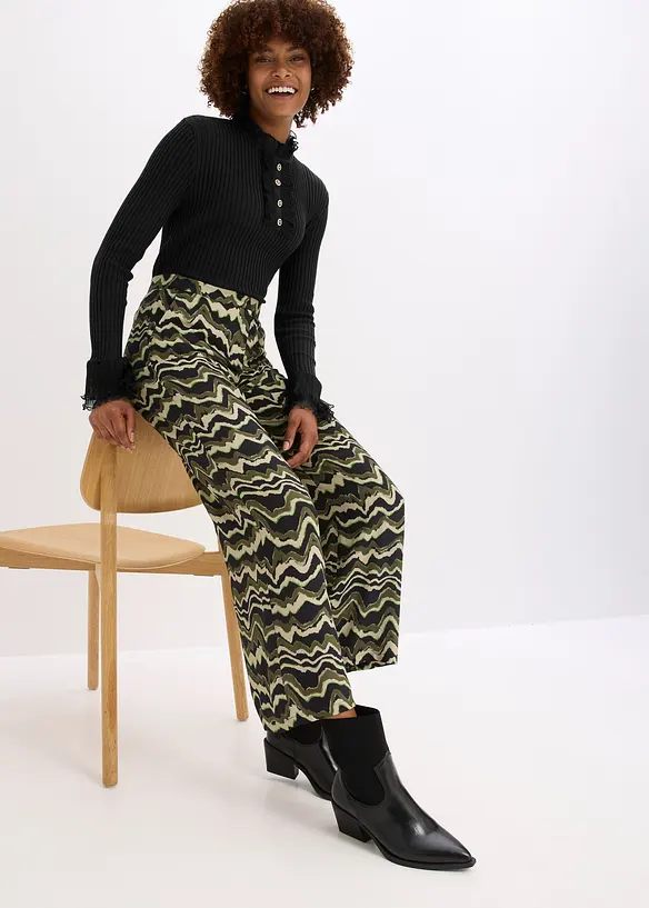 Pantaloni a palazzo in crêpe leggero di viscosa, bonprix