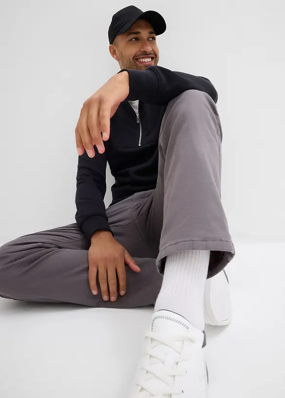 Pantaloni termici elasticizzati con fodera in flanella straight, regular fit, bonprix