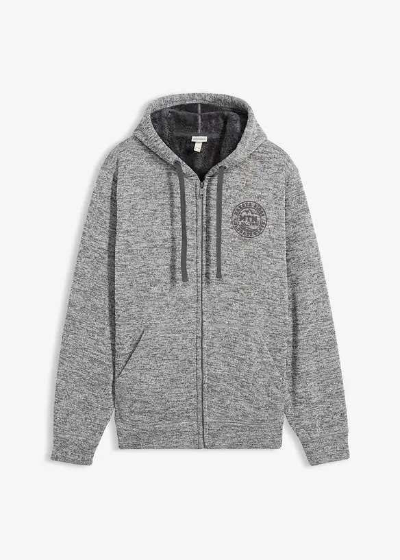 Giacca in felpa con cappuccio e fodera teddy, bonprix