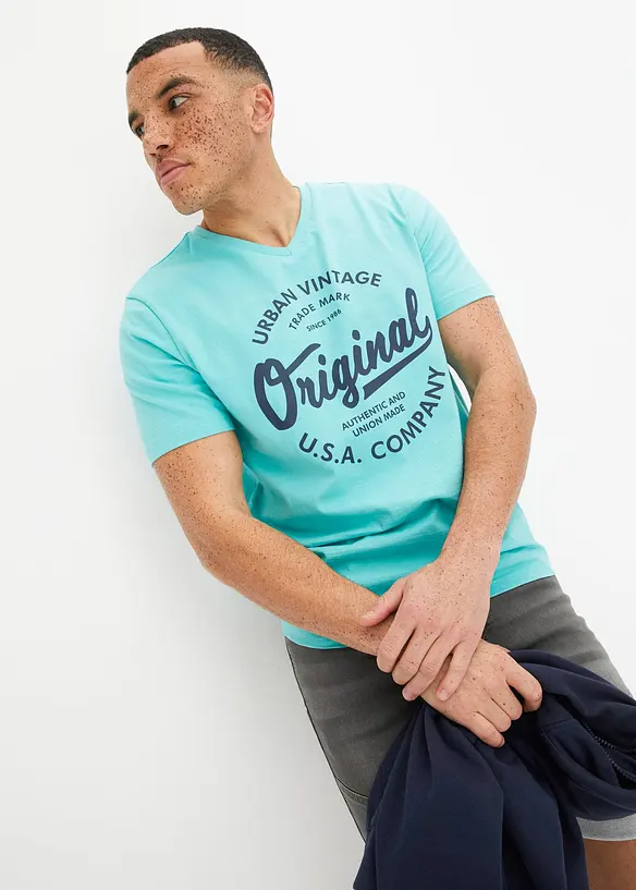 T-shirt con scollo a V in puro cotone, bonprix