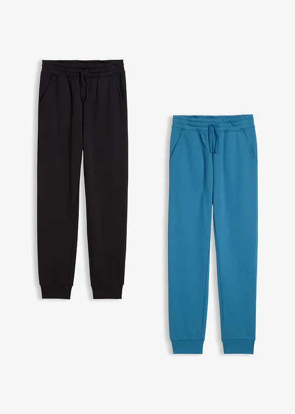 Pantaloni da jogging in misto cotone morbido (pacco da 2), bonprix