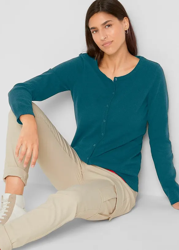 Cardigan in maglia fine con cotone riciclato, bonprix