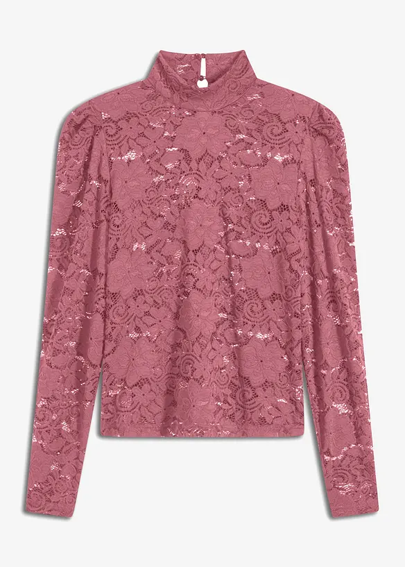 Maglia aderente in pizzo a maniche lunghe, bonprix