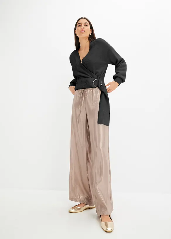 Maglione incrociato con accessorio, bonprix