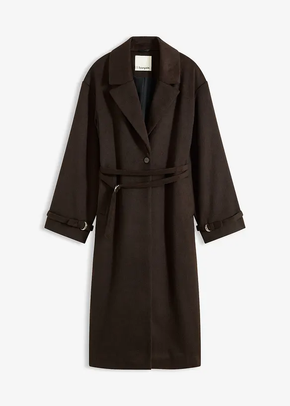 Cappotto con cintura e motivo a spina di pesce, bonprix
