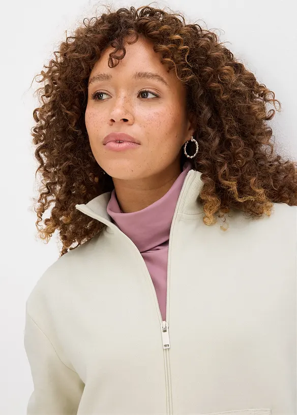 Felpa con zip in puro cotone biologico, bonprix