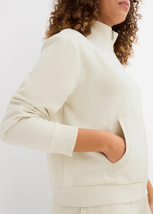 Felpa con zip in puro cotone biologico, bonprix
