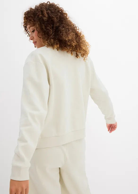 Felpa con zip in puro cotone biologico, bonprix