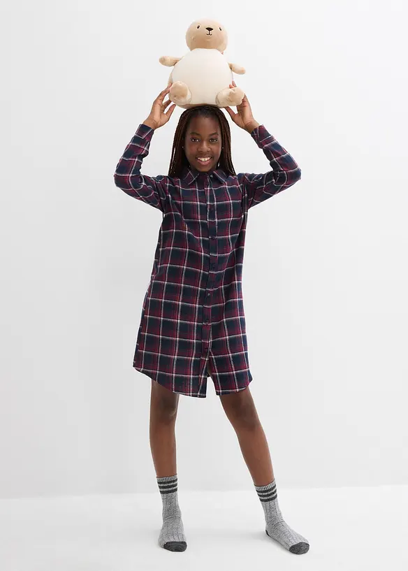 Camicia da notte in flanella morbida con abbottonatura, bonprix