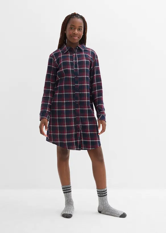 Camicia da notte in flanella morbida con abbottonatura, bonprix