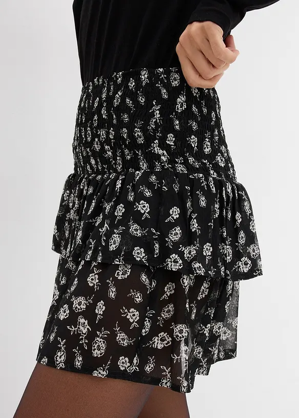 Gonna a balze in crinkle operato, bonprix