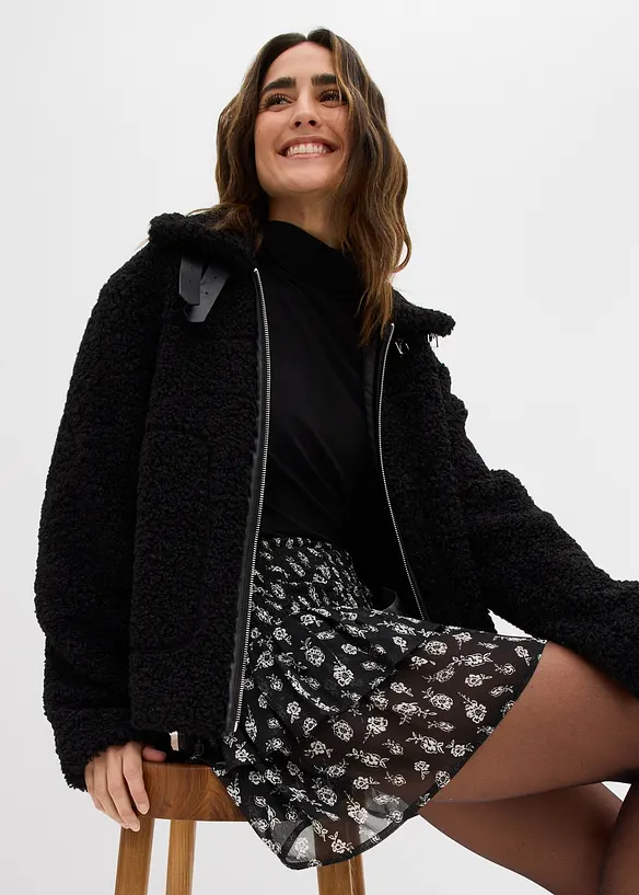 Gonna a balze in crinkle operato, bonprix