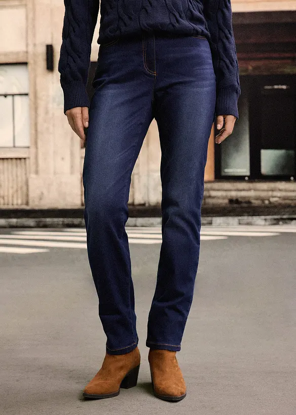 Jeans termici a gamba dritta con girovita comodo, vita media, bonprix