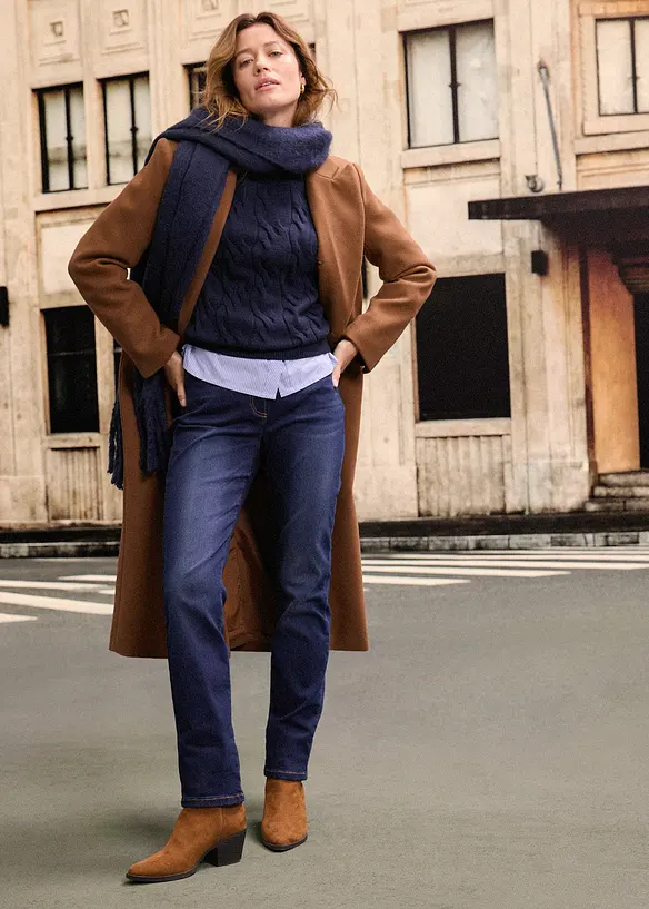 Jeans termici a gamba dritta con girovita comodo, vita media, bonprix