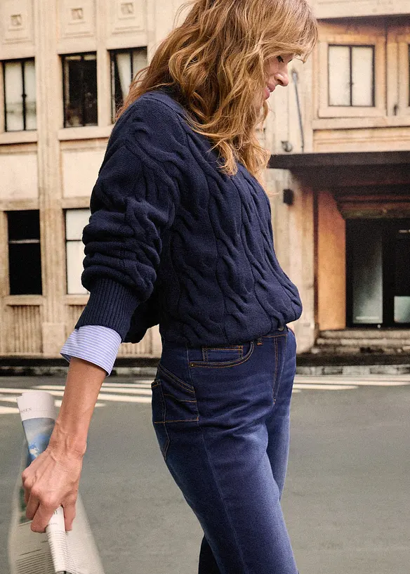 Jeans termici a gamba dritta con girovita comodo, vita media, bonprix