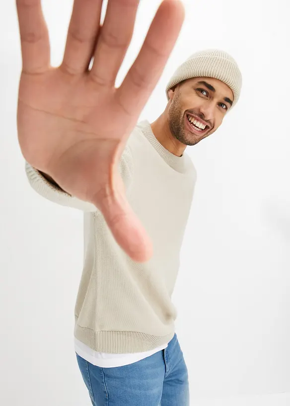 Maglione a girocollo con cotone, loose fit, bonprix