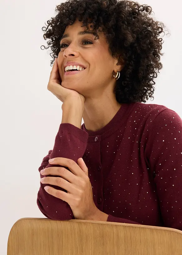 Cardigan con pietruzze scintillanti, bonprix