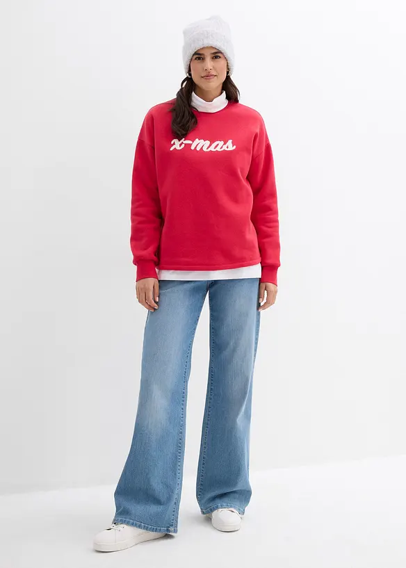 Felpa oversize in misto cotone, bonprix