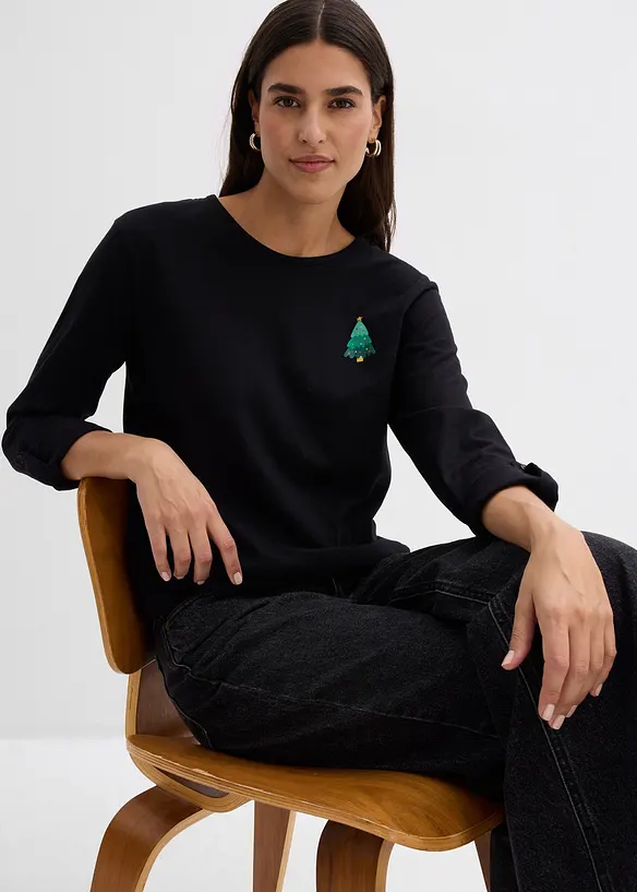 Maglia a maniche lunghe in puro cotone biologico, bonprix