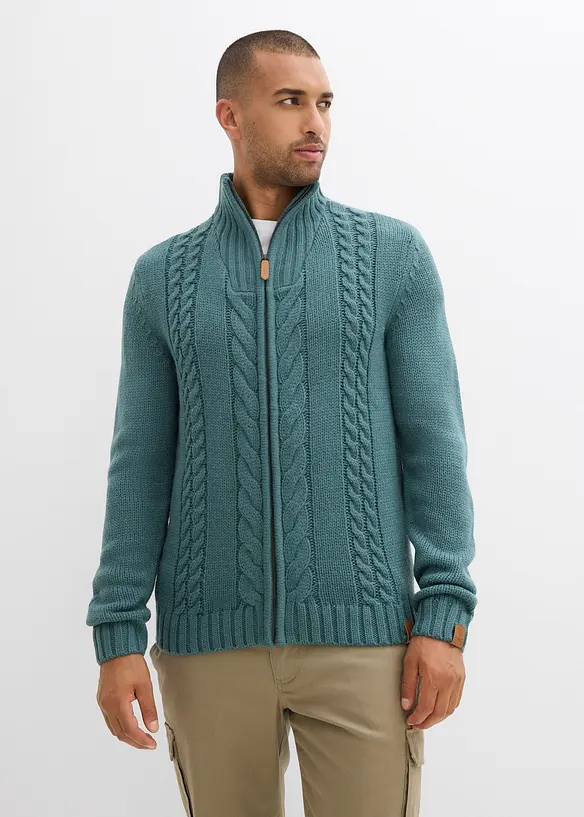 Cardigan in filato grosso con motivo a trecce, bonprix