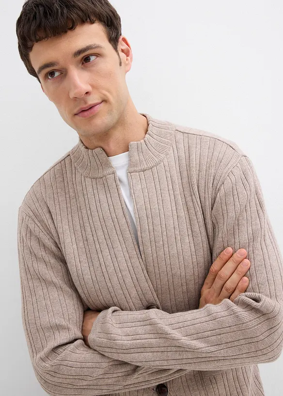 Cardigan a coste in filato fine, bonprix