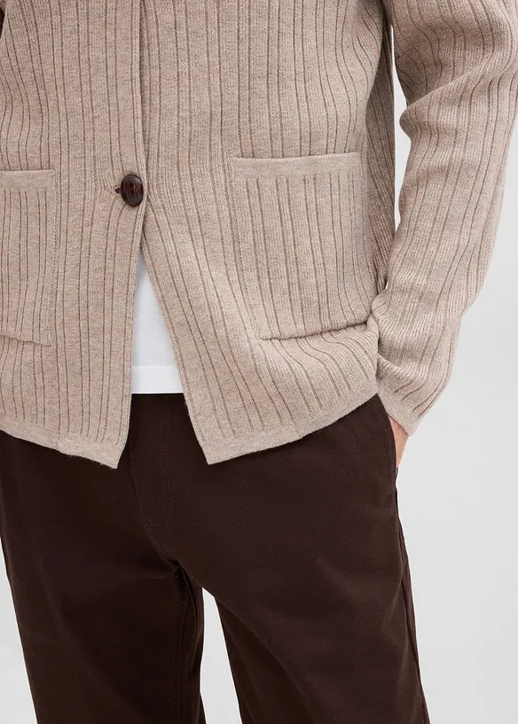 Cardigan a coste in filato fine, bonprix