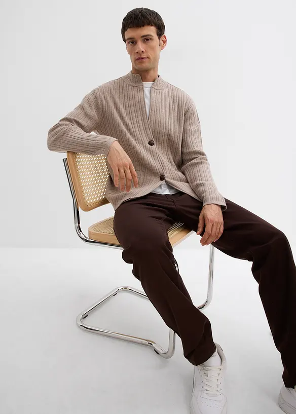 Cardigan a coste in filato fine, bonprix