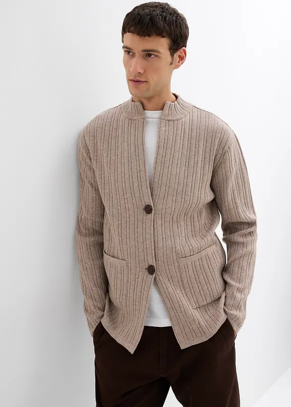 Cardigan a coste in filato fine, bonprix