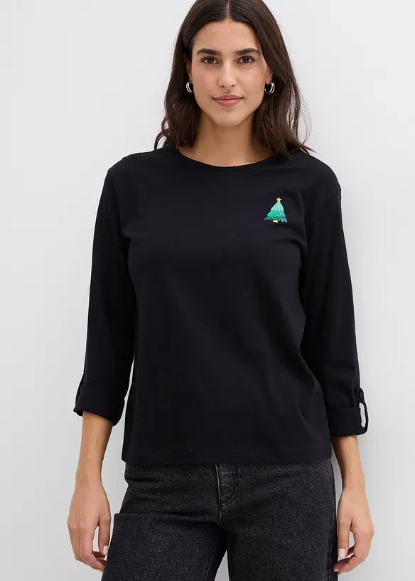 Maglia a maniche lunghe in puro cotone biologico, bonprix