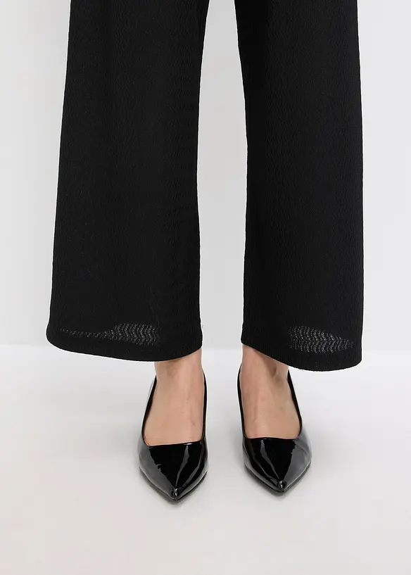 Pantaloni in jersey strutturato con applicazione di perle, bonprix