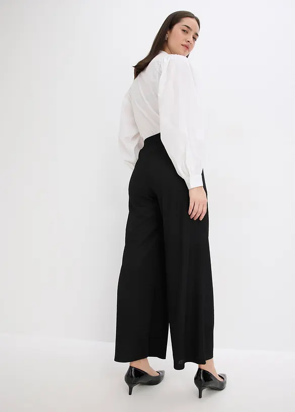 Pantaloni in jersey strutturato con applicazione di perle, bonprix