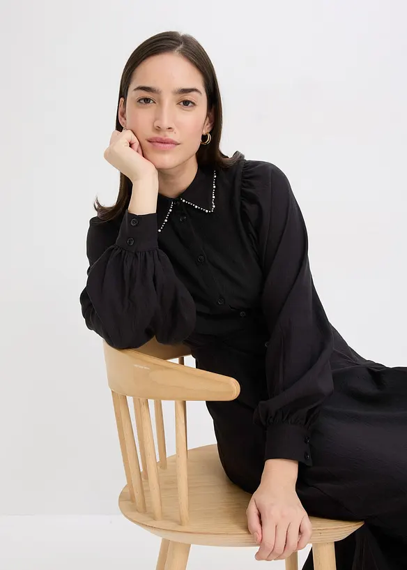 Abito midi con applicazione di perline, bonprix