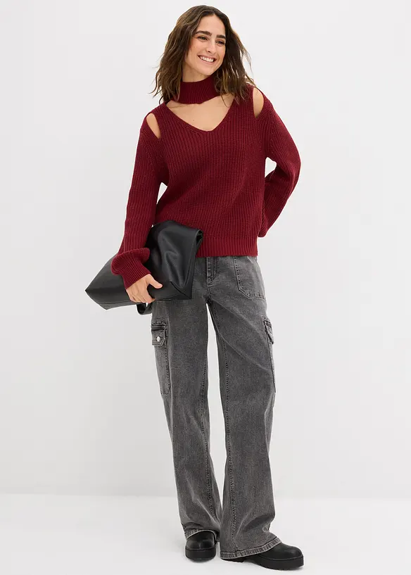 Maglione in  filato grosso con cut-out, bonprix