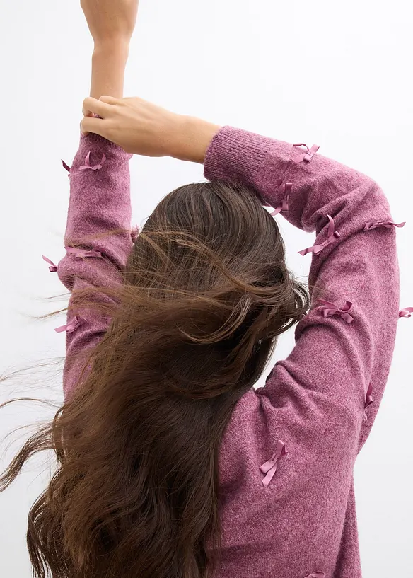 Cardigan in filato fine con fiocchetti, bonprix