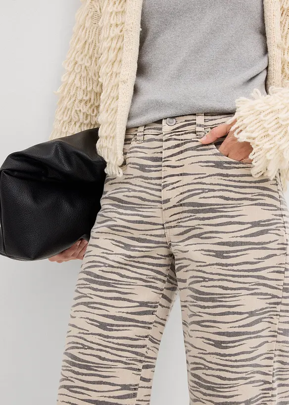 Pantaloni in twill di misto cotone elasticizzato, bonprix