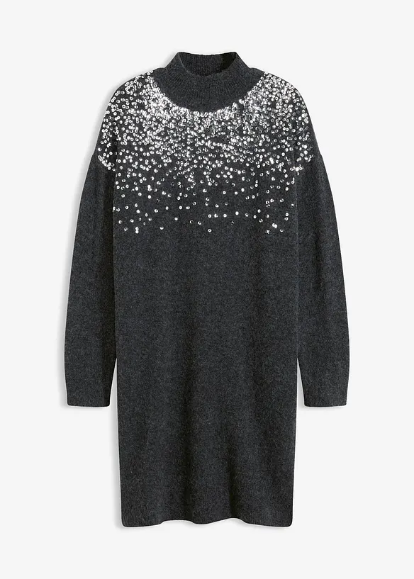 Abito in maglia con applicazione di paillettes, bonprix