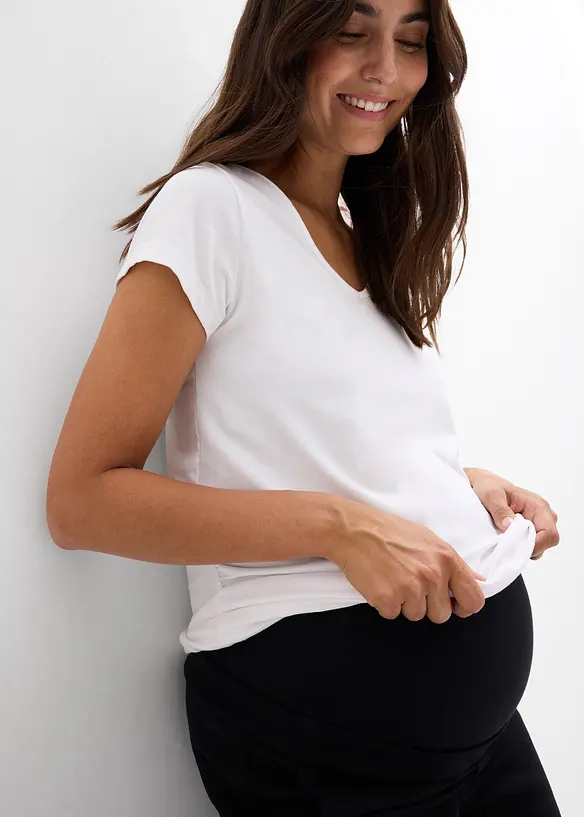 Pantaloni prémaman a gamba larga in morbido punto di Roma, bonprix