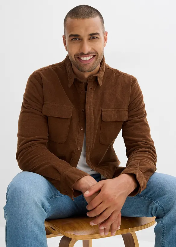 Camicia di velluto a coste con fodera calda in pile, bonprix