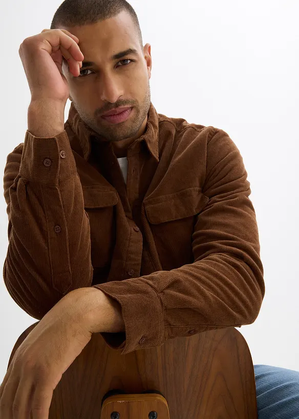 Camicia di velluto a coste con fodera calda in pile, bonprix