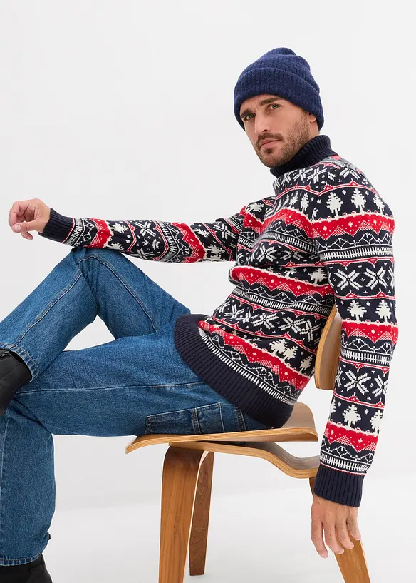 Maglione norvegese con collo alto, bonprix