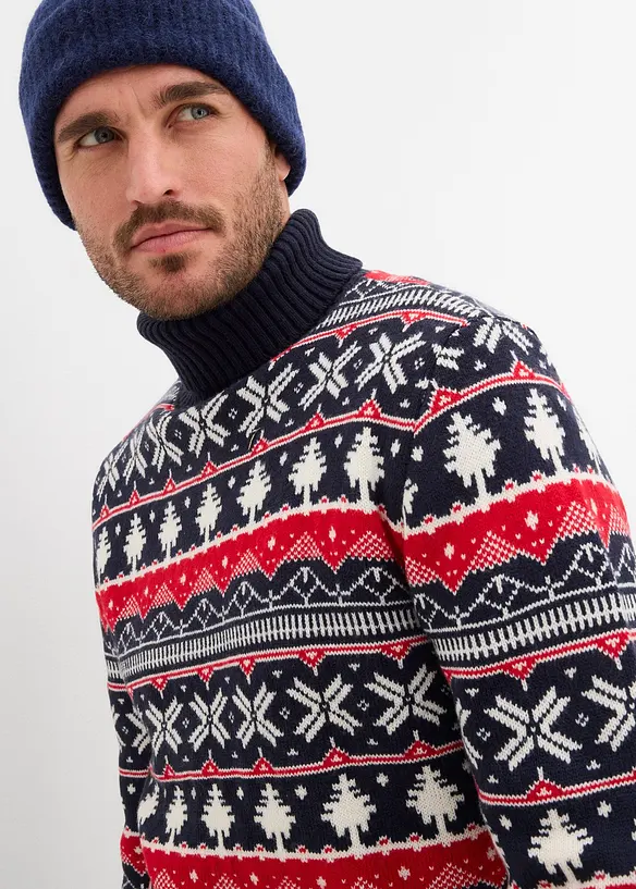 Maglione norvegese con collo alto, bonprix