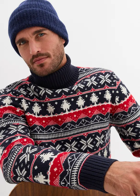 Maglione norvegese con collo alto, bonprix