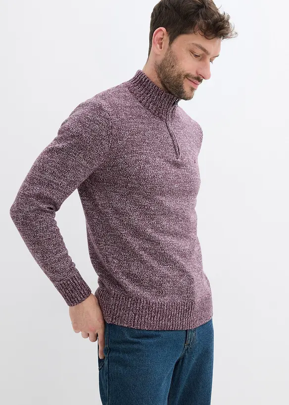 Maglione con mezza zip e cotone, bonprix