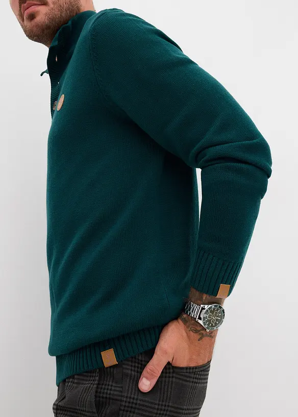 Maglione con bottoni in misto cotone, bonprix