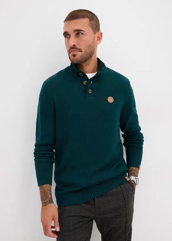 Maglione con bottoni in misto cotone, bonprix