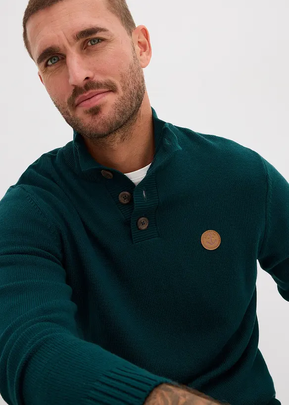 Maglione con bottoni in misto cotone, bonprix