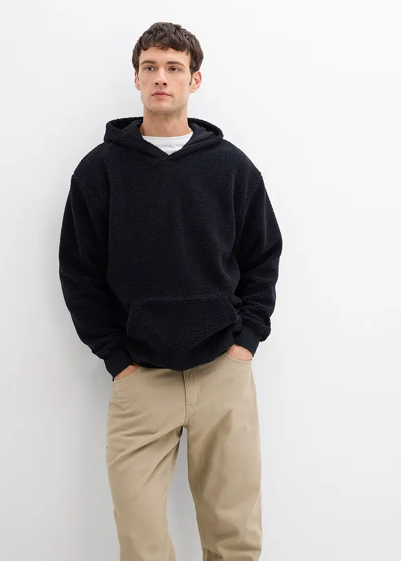 Felpa in pile teddy con fodera in cotone, loose fit, bonprix
