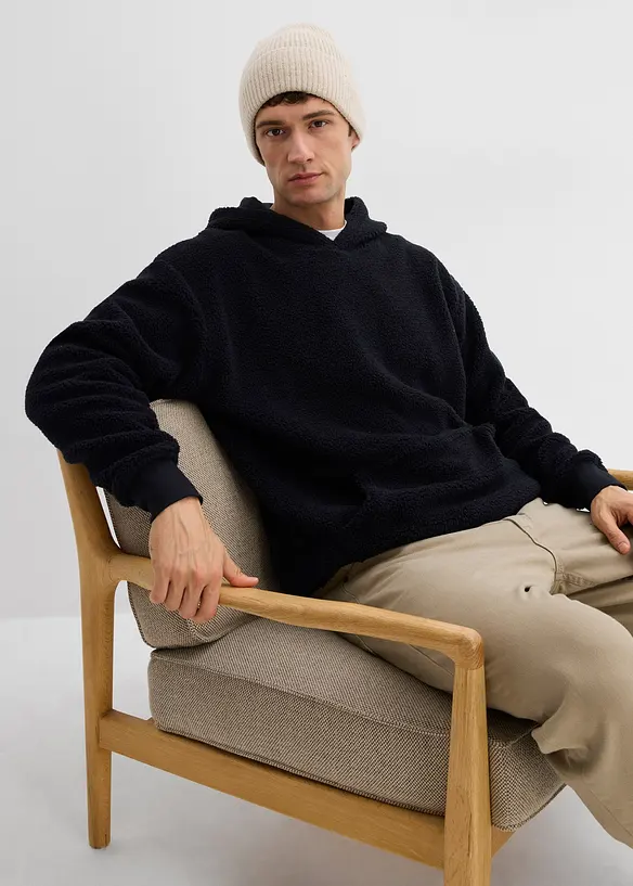 Felpa in pile teddy con fodera in cotone, loose fit, bonprix
